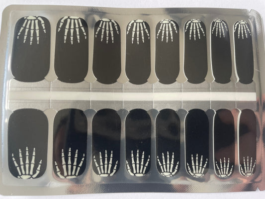 Glow in the dark Nail Wraps - Nail Stickers - Halloween - Skeleton - Bones - Dry Nail Polish - Long Wear Nail Wraps - Nail Decals