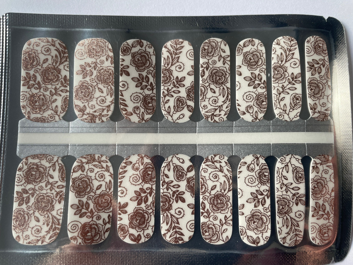 Transparent Nail Wraps - Nail Stickers - Rose Gold Roses - Long Wear Nail Wraps - Nail Decals - Nail Polish Wraps