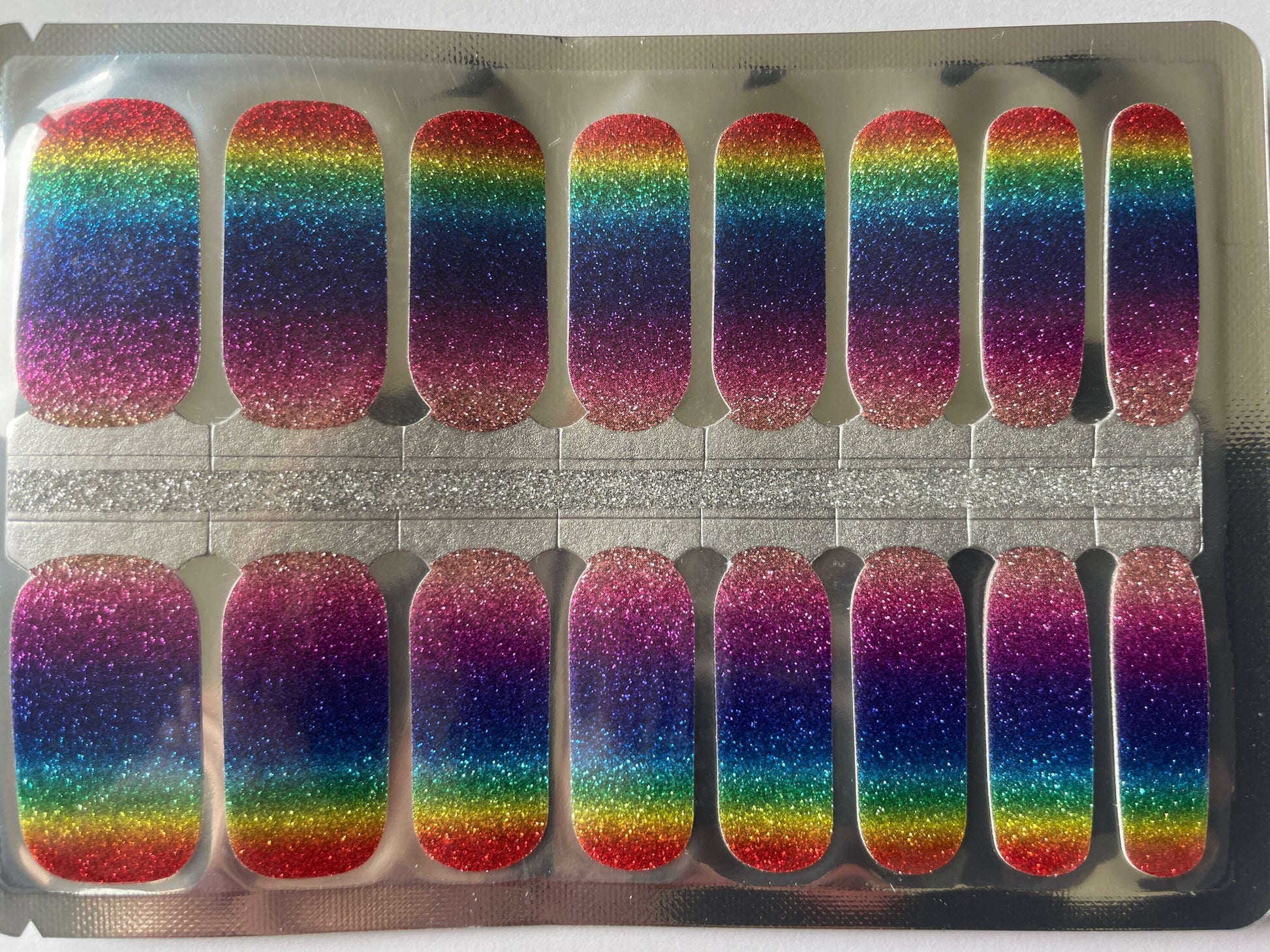 Glitter Nail Wraps - Nail Stickers - Rainbow Glitter- Dry Nail Polish - Long Wear Nail Wraps