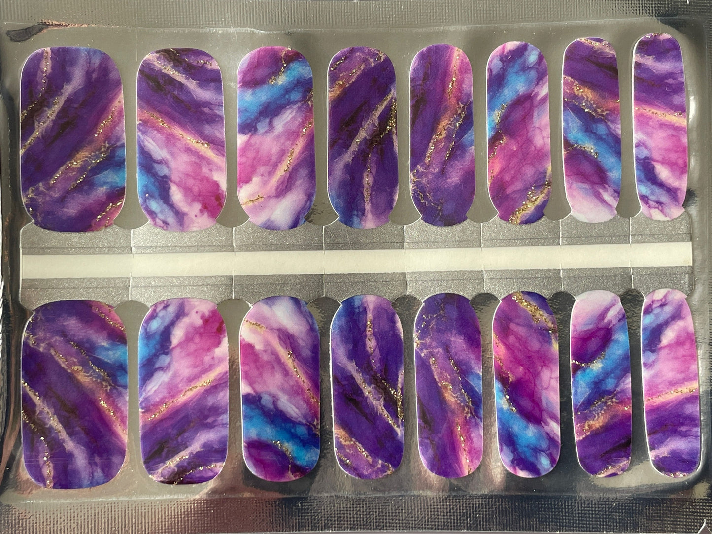 Nail Wraps - Nail Stickers - Pink Purple Blue Watercolor - Dry Nail Polish - Long Wear Nail Wraps - Nail Polish Wraps