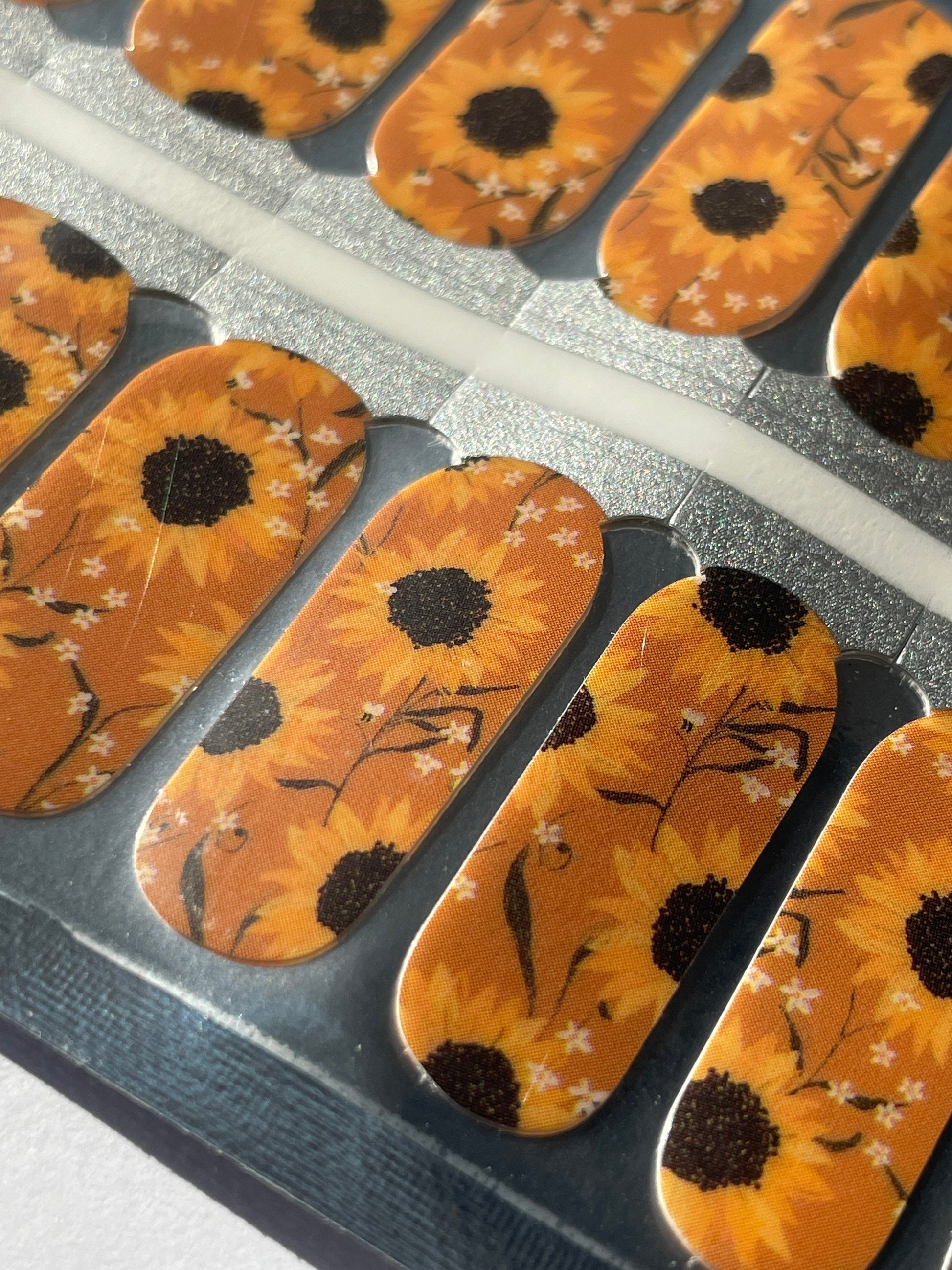 Nail Wraps - Nail Stickers - Yellow Sunflower - Dry Nail Polish - Long Wear Nail Wraps