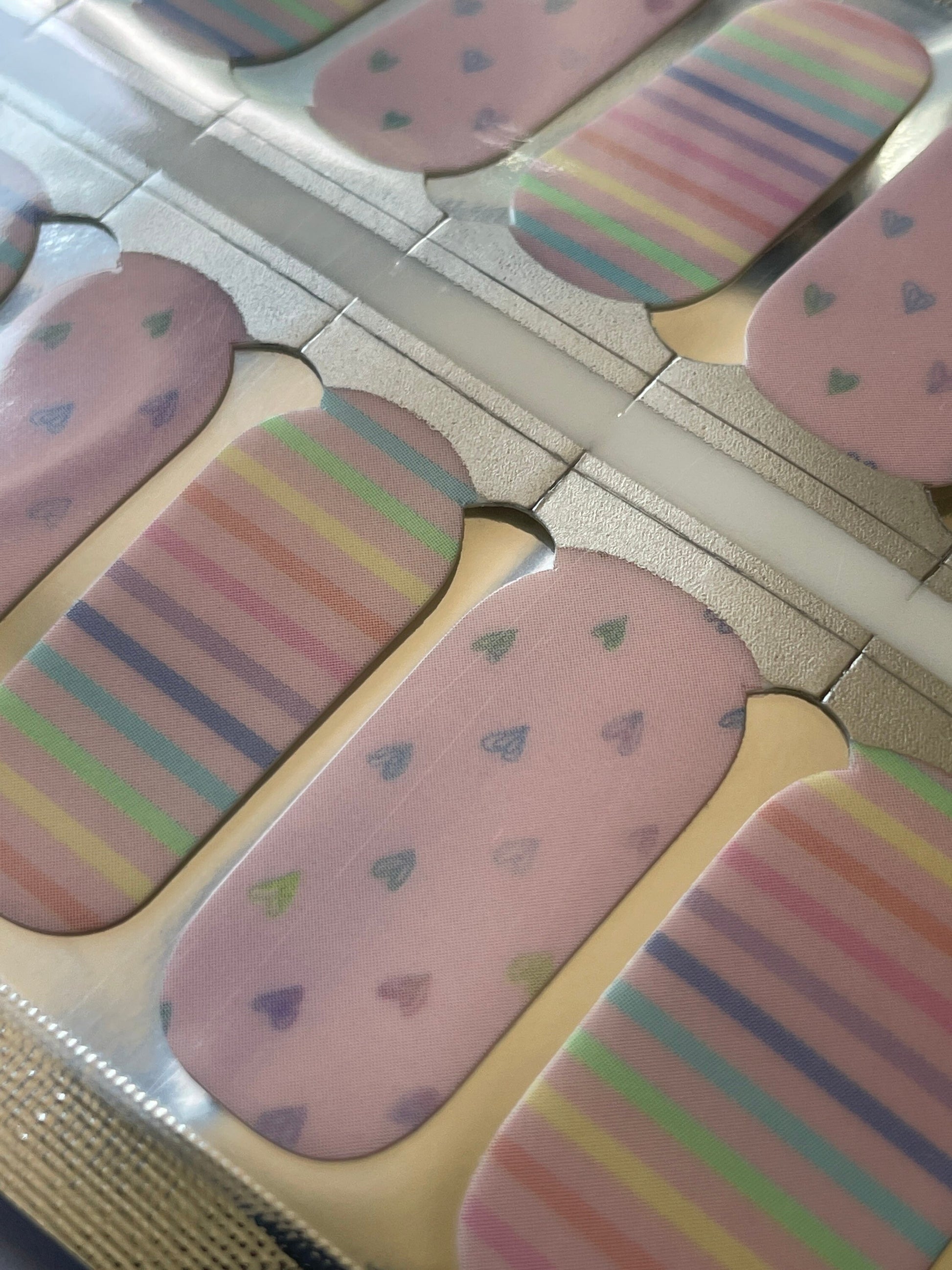 Nail Wraps - Nail Stickers - Pale Pastel Rainbow - Hearts - Long Wear Nail Wraps - Nail Polish Wraps - Nail Decals