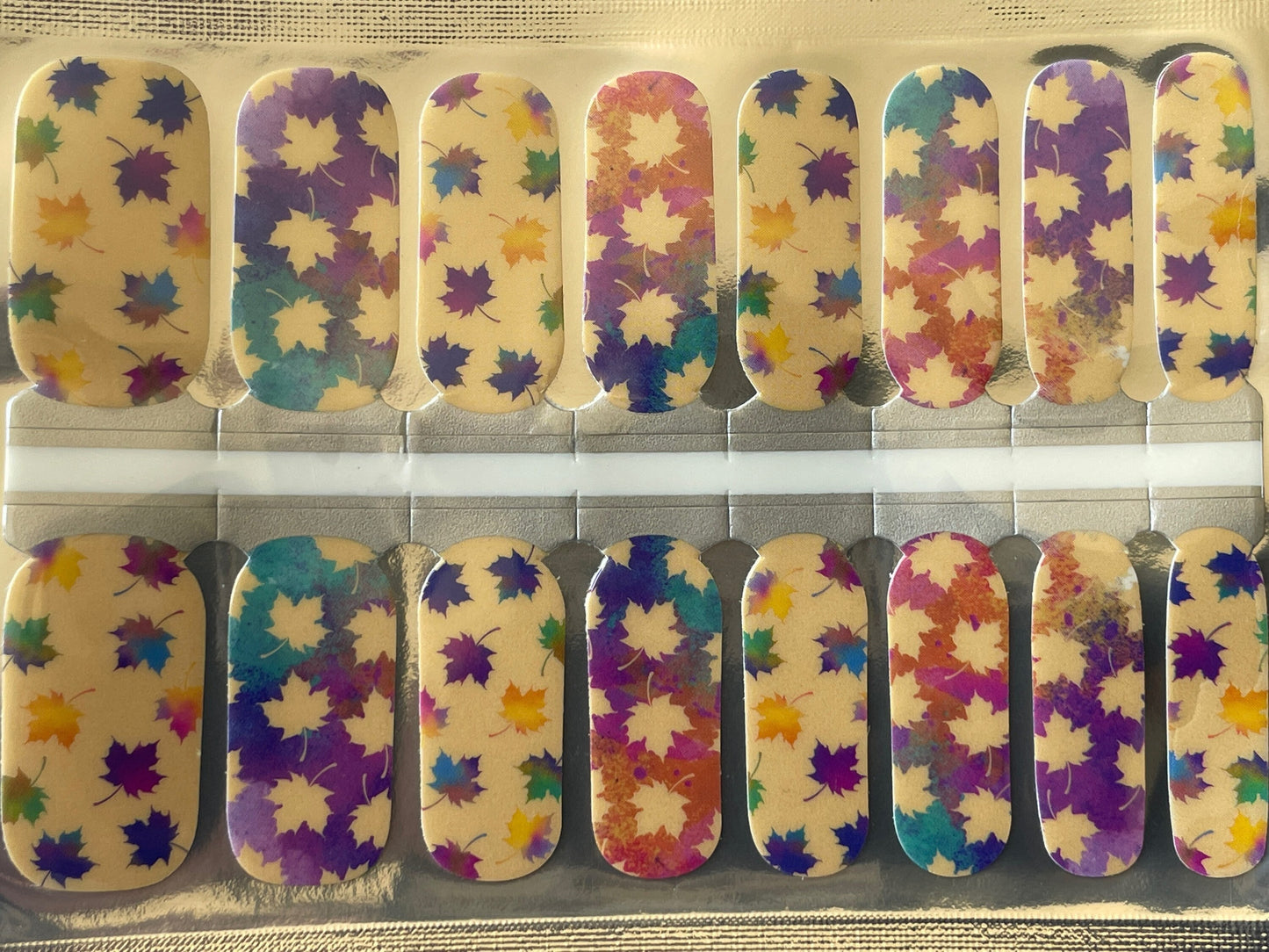 Nail Wraps - Nail Stickers - Canada - Rainbow Maple Leaf - Long Wear Nail Wraps - Nail Polish Wraps