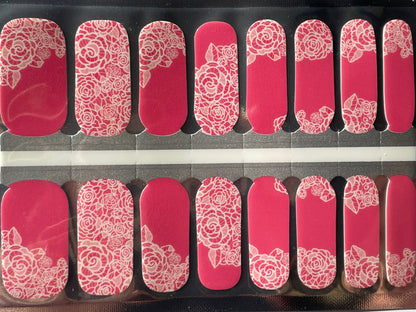 Nail Wraps - Nail Stickers - Pink Lace - Bridal - Dry Nail Polish - Long Wear Nail Wraps