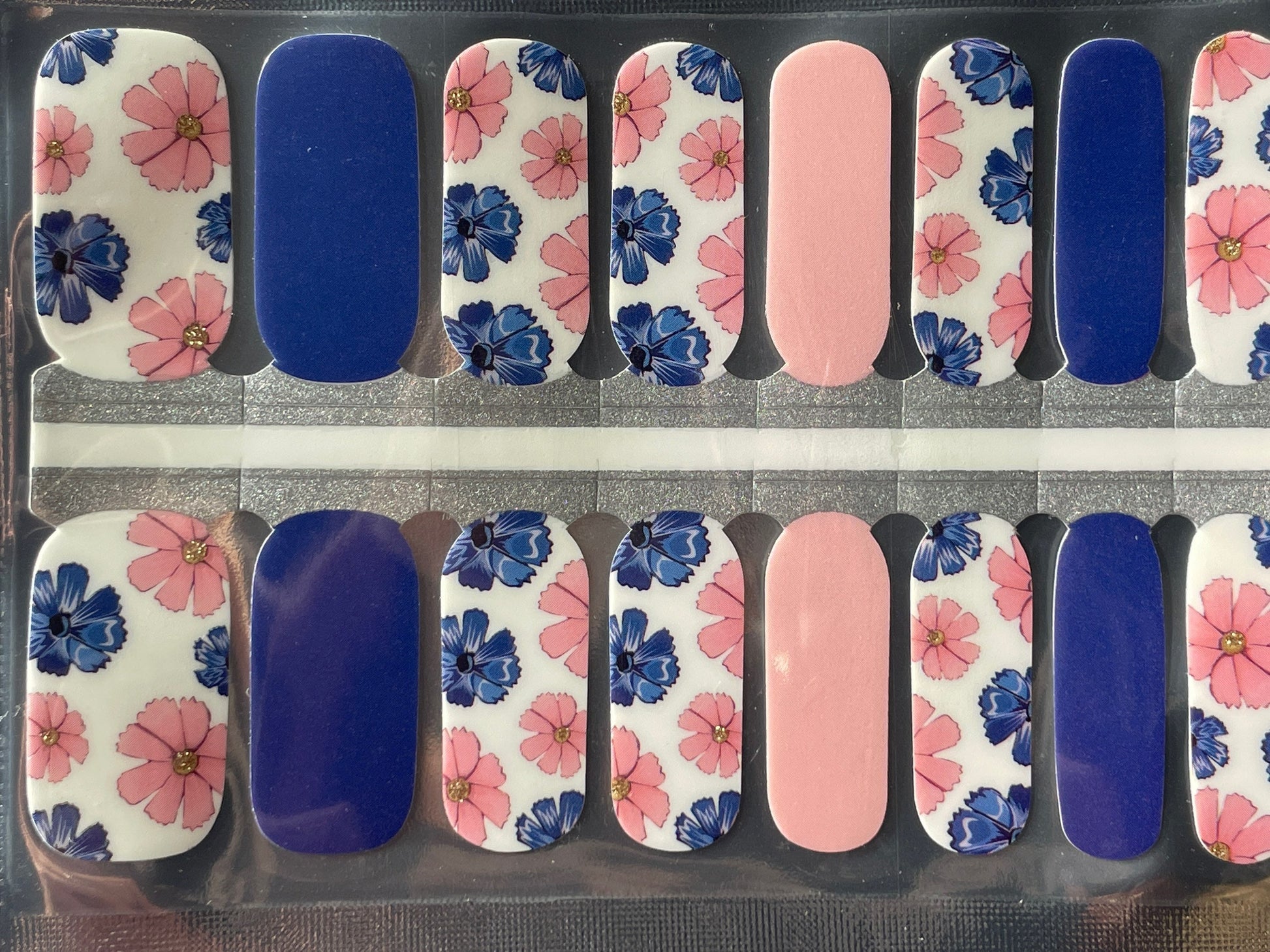 Nail Wraps - Nail Stickers - Blue and Pink Floral - Dry Nail Polish - Long Wear Nail Wraps