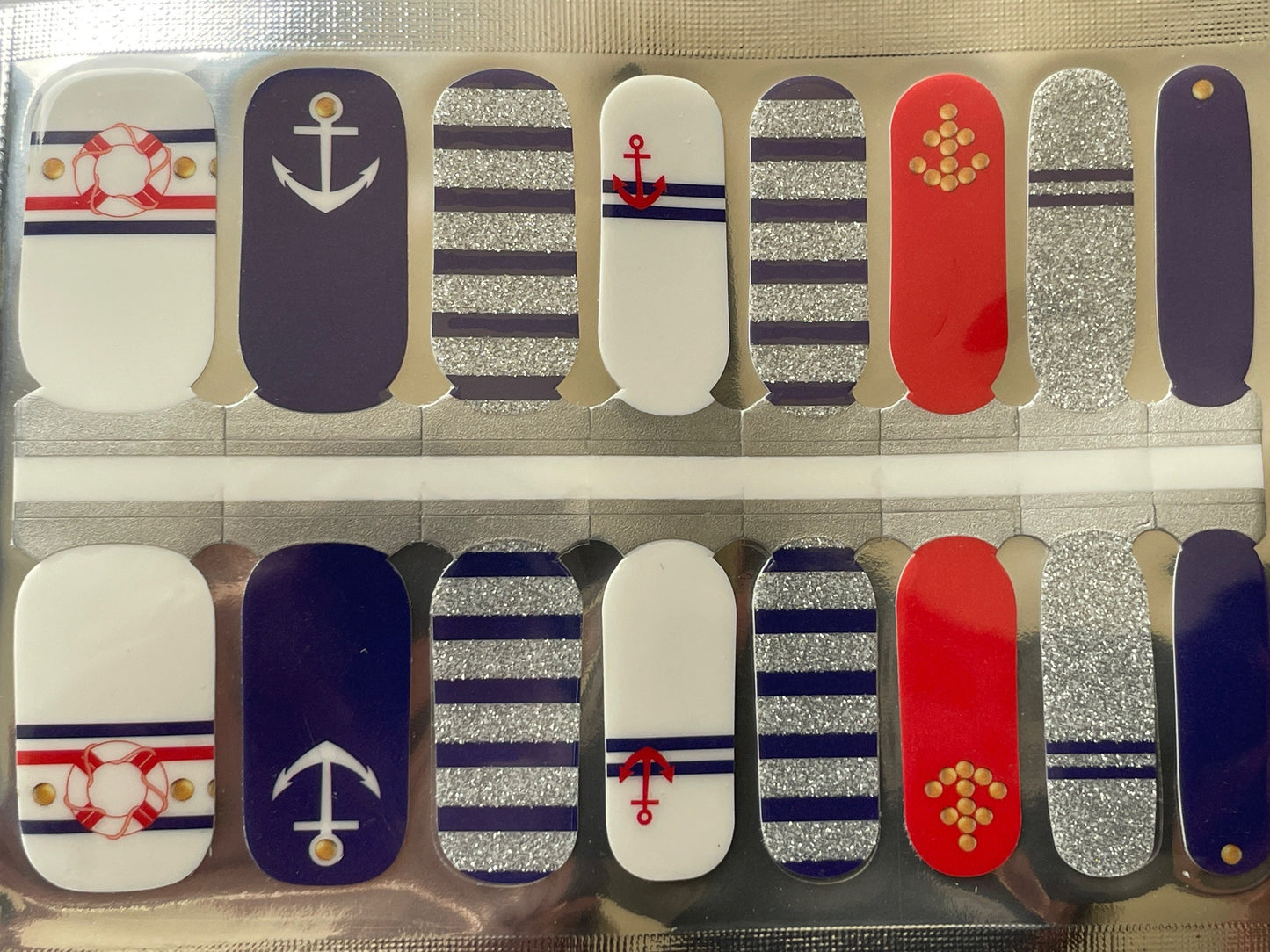 Nail Wraps - Nail Decals - Nautical Anchor - Long Lasting Nail Wraps - Nail Strips - Dry Nail Polish