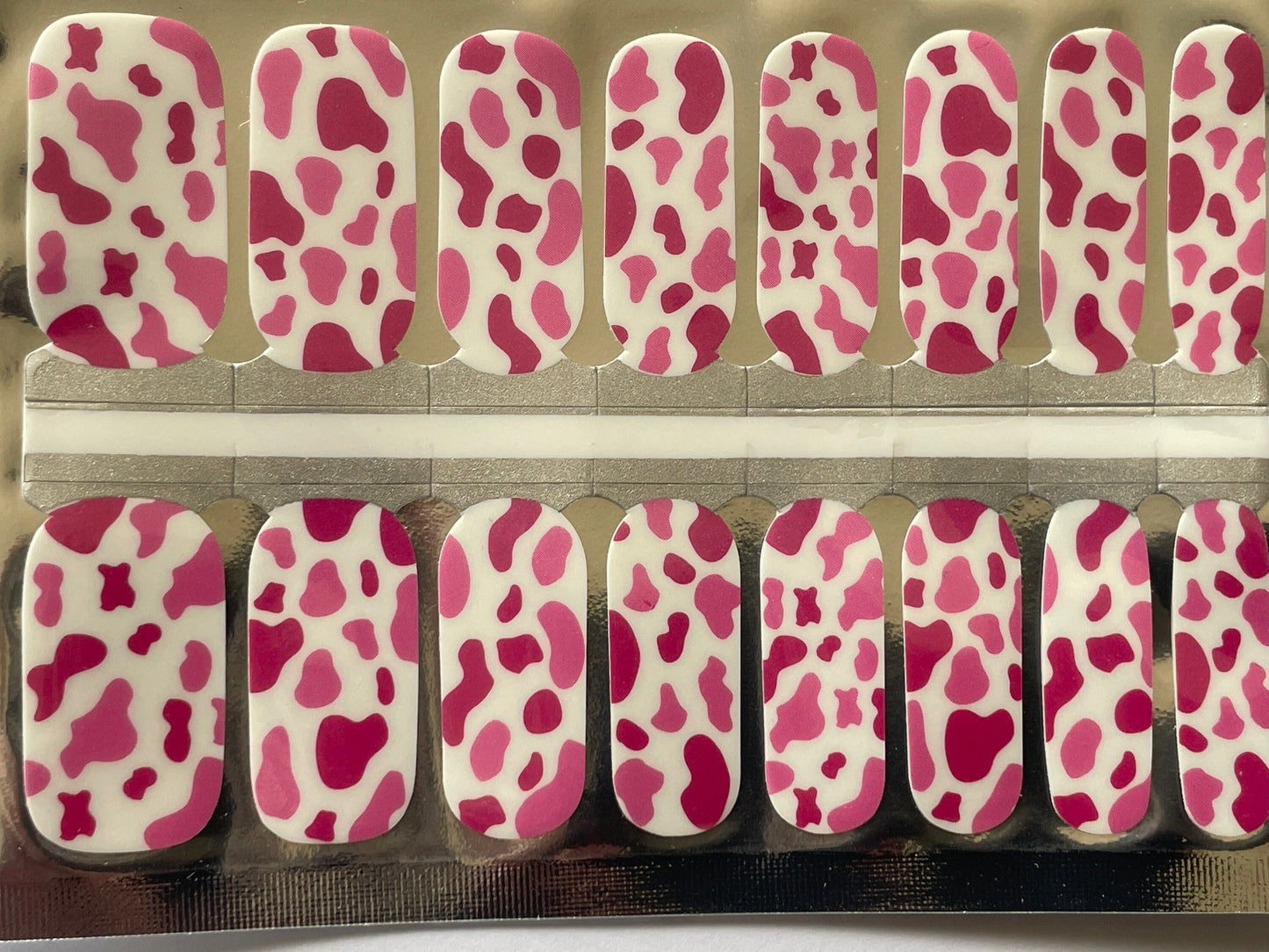 Nail Wraps - Nail Stickers - Pink Cow Spots - Dry Nail Polish - Long Wear Nail Wraps