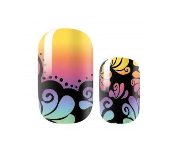 Glitter Nail Wraps - Nail Stickers - Black and Rainbow - Dry Nail Polish - Long Wear Nail Wraps