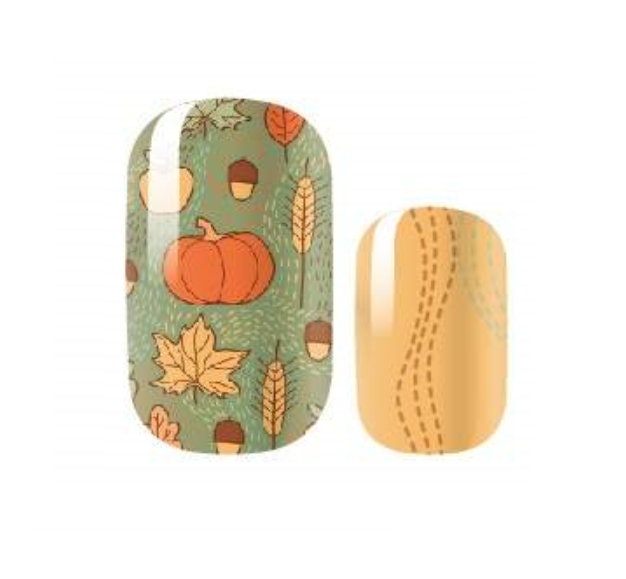 Thanksgiving Nail Wraps - Pumpkin - Autumn - Long Lasting Nail Wraps - Nail Strips - Dry Nail Polish