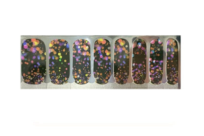 Nail Wraps - Nail Stickers - NYE Black with Rainbow Glitter - Dry Nail Polish - Long Wear Nail Wraps - Nail Polish Wraps - Nail Decals