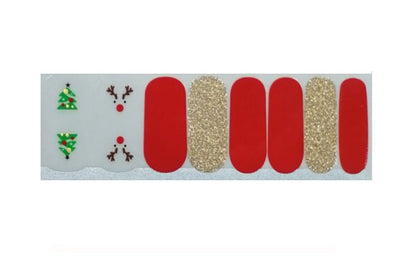 Christmas Glitter Nail Wraps - Nail Stickers - Reindeer - Dry Nail Polish - Long Wear Nail Wraps