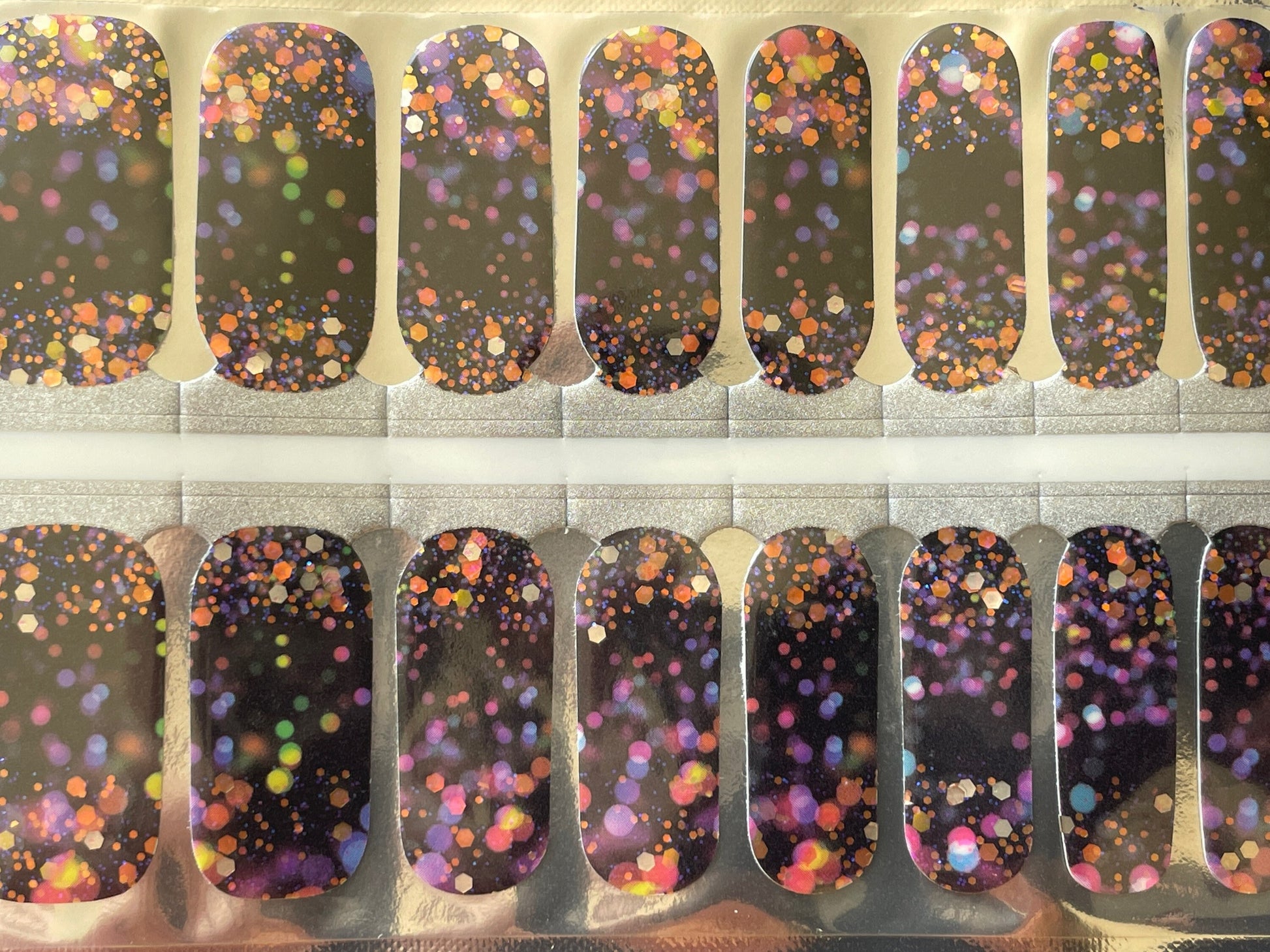 Nail Wraps - Nail Stickers - NYE Black with Rainbow Glitter - Dry Nail Polish - Long Wear Nail Wraps - Nail Polish Wraps - Nail Decals