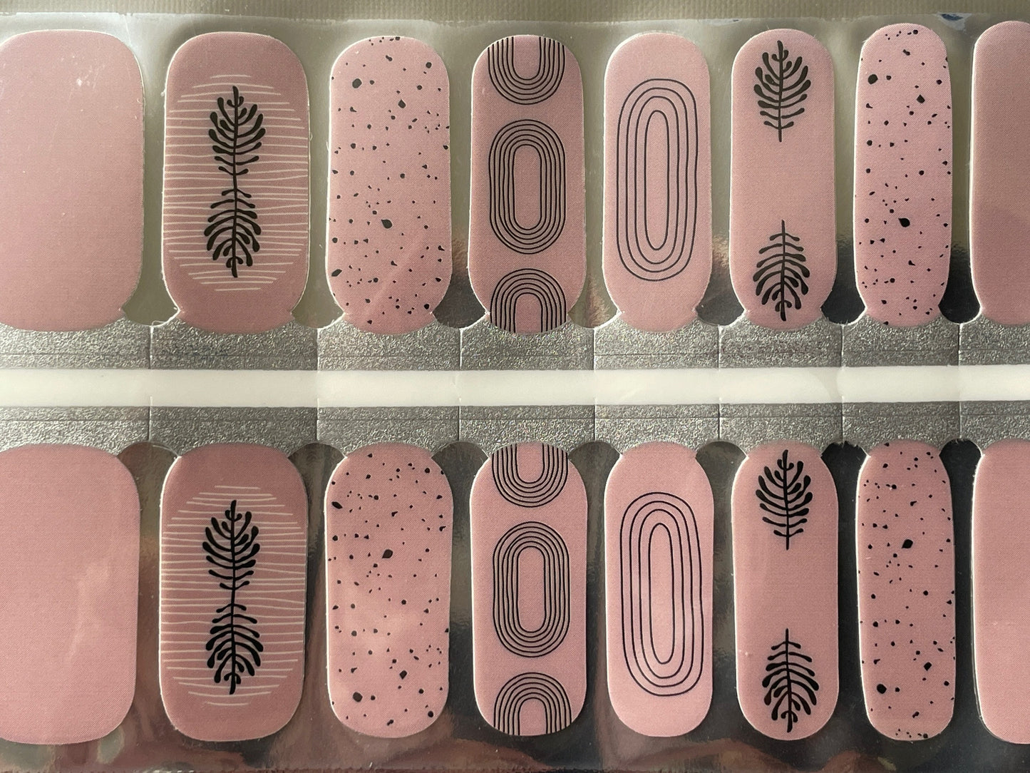 Nail Wraps - Nail Stickers - Pink Minimalist Botanical - Long Wear Nail Wraps - Nail Polish Wraps - Nail Decals