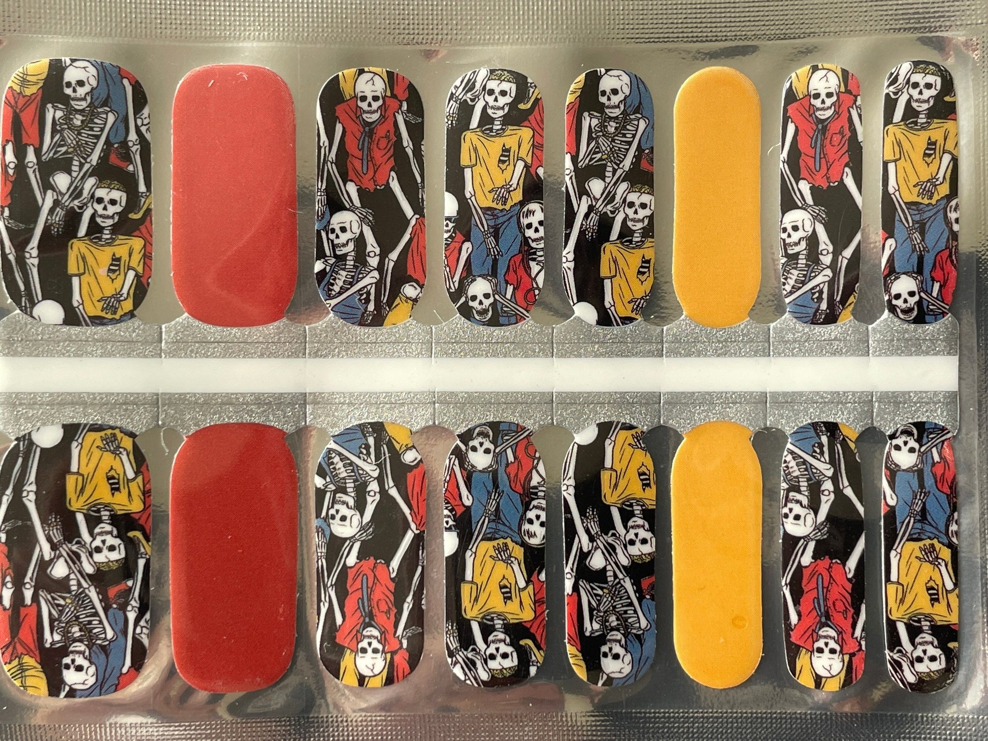 Comic Book Skeletons - Nail Stickers - Halloween - Skeleton - Bones - Dry Nail Polish - Long Wear Nail Wraps - Nail Decals