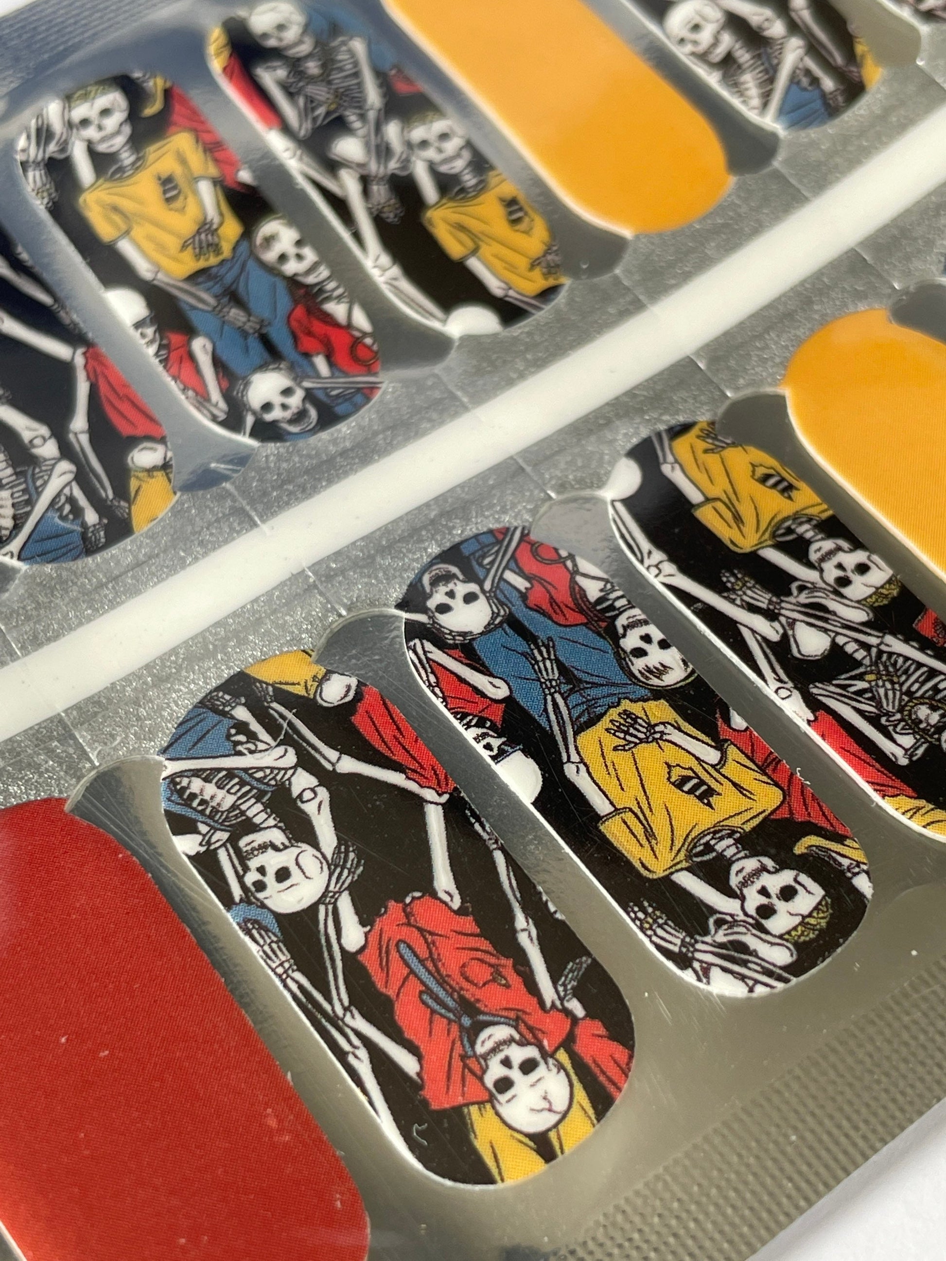 Comic Book Skeletons - Nail Stickers - Halloween - Skeleton - Bones - Dry Nail Polish - Long Wear Nail Wraps - Nail Decals