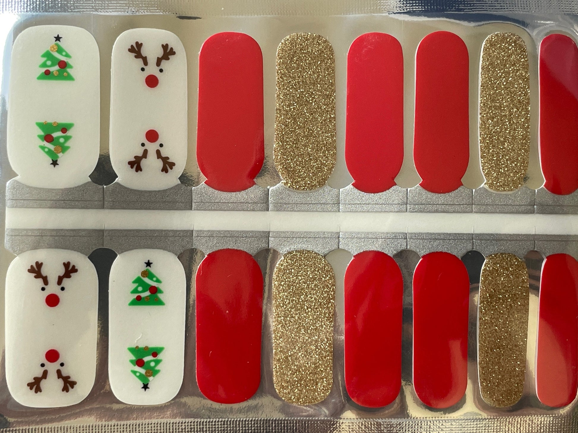 Christmas Glitter Nail Wraps - Nail Stickers - Reindeer - Dry Nail Polish - Long Wear Nail Wraps