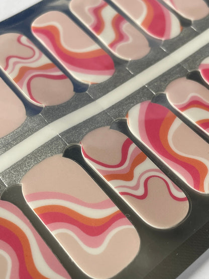 Pink Swirls - Long Lasting Nail Wraps - Nail Strips - Dry Nail Polish