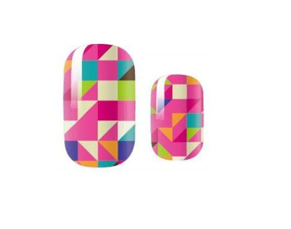 Glitter Nail Wraps - Nail Strips - Nail Decals - Nail Polish - Pink Geometric - Barbie nails