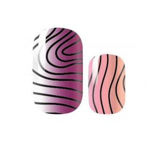 Nail Wraps - Nail Stickers - Pink Fingerprint - Ombre - Dry Nail Polish - Long Wear Nail Wraps