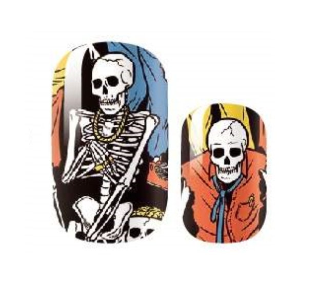 Comic Book Skeletons - Nail Stickers - Halloween - Skeleton - Bones - Dry Nail Polish - Long Wear Nail Wraps - Nail Decals