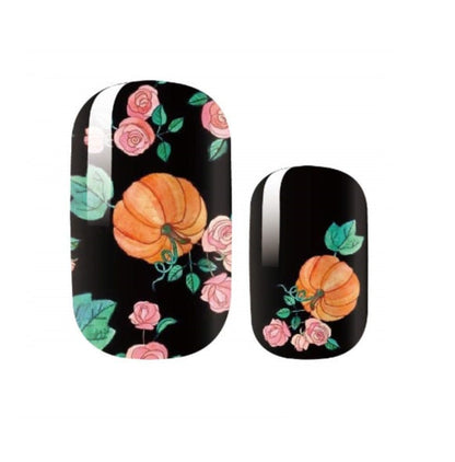 Pumpkin and Roses - Thanksgiving Nail Wraps - Long Lasting Nail Wraps - Nail Strips - Dry Nail Polish