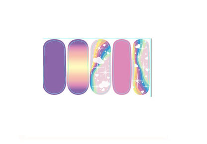 Nail Wraps - Nail Stickers - Pink Rainbow with Clouds - Dry Nail Polish - Long Wear Nail Wraps