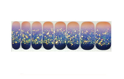 Glitter Ombre Sunset - Pink to Blue Gradient - Dry Nail Polish - Long Wear Nail Wraps - Nail Strips