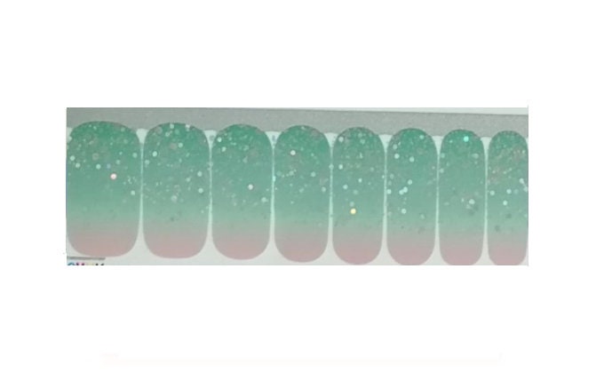 Glitter Ombre Seafoam Nail Wraps - Dry Nail Polish - Long Wear Nail Wraps - Nail Strips - Nail Decals