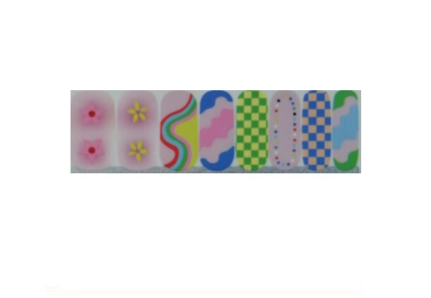 Semi-Transparent Nail Wraps - Flowers and Squiggles - Rainbow - Dry Nail Polish - Long Wear Nail Wraps - Nail Stickers