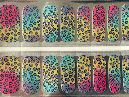 Nail Wraps - Nail Stickers - Neon Leopard Print - Neon Cheetah Print - Long Wear Nail Wraps - Nail Decals - Nail Polish Wraps