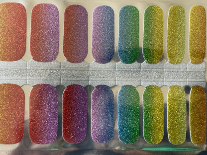 Ombre Rainbow - Pride - Dry Nail Polish - Long Wear Nail Wraps - Nail Strips