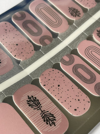 Nail Wraps - Nail Stickers - Pink Minimalist Botanical - Long Wear Nail Wraps - Nail Polish Wraps - Nail Decals