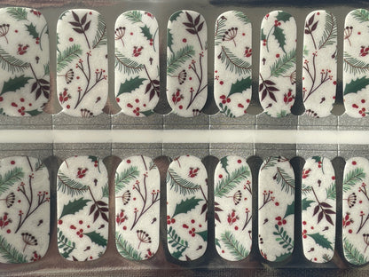 Mistletoe Nail Wrap - Holly - Winter - Holiday - Nail Wrap - Nail Strip - Dry Nail Polish - Nails stickers