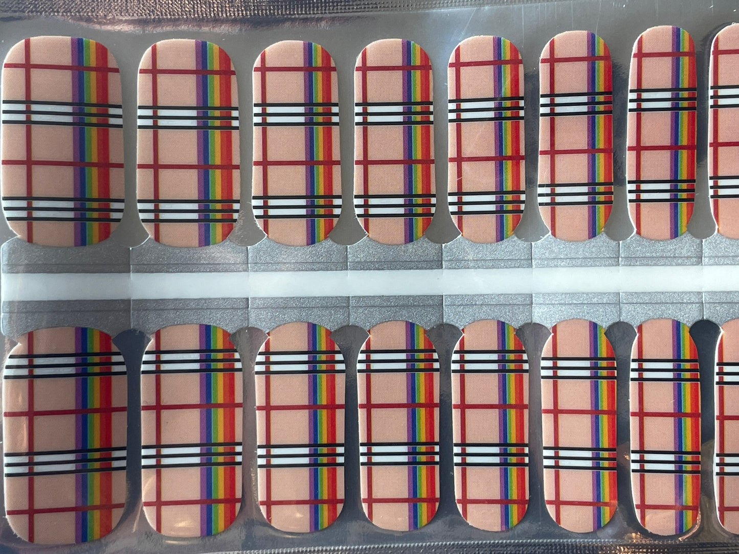 Nail Wraps - Rainbow Gingham - Nail Stickers - Nail Polish Wraps - Nail Decals