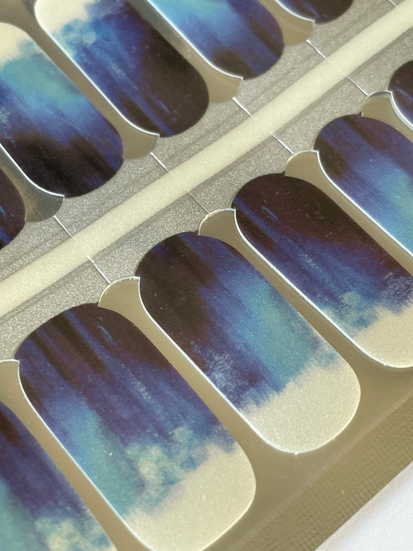 Abstract Blue Watercolor - Ombre Brush strokes - Nail Wrap - Dry Nail Polish