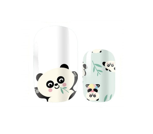 Pretty Panda and Bamboo Nail Wraps - Nail Stickers - 100% Nail Polish Wraps