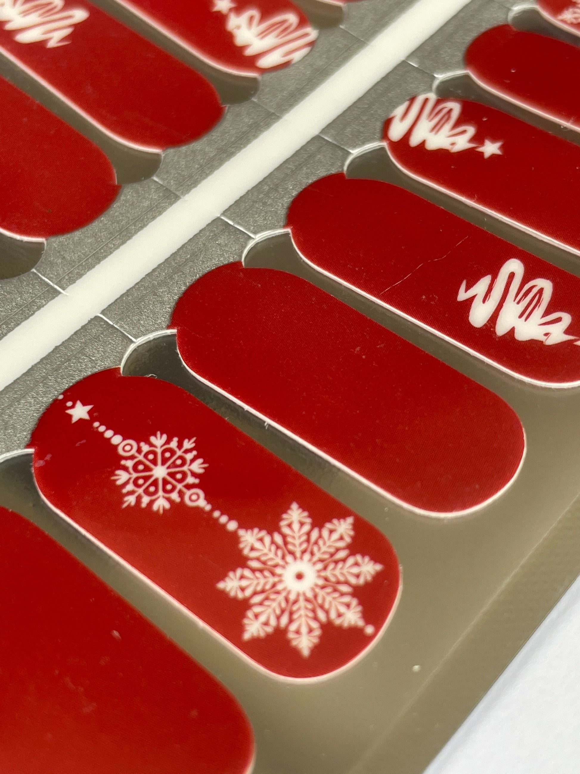 Red and White Christmas - Holiday Nail Wrap - Nail Strip - Dry Nail Polish