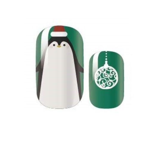 Christmas Penguins and Snowflake Nail Wraps - Holiday Nail Wrap - Nail Strip - Dry Nail Polish