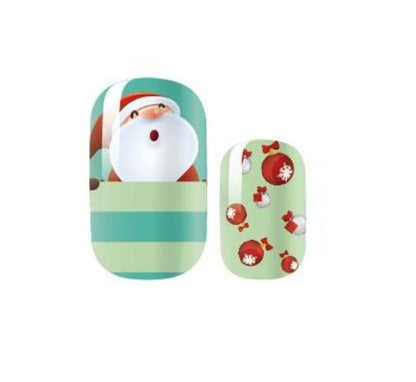 Sleepy Santa Nail Strips - Glitter Christmas Holiday Nail Wrap - Nail Strip - Dry Nail Polish