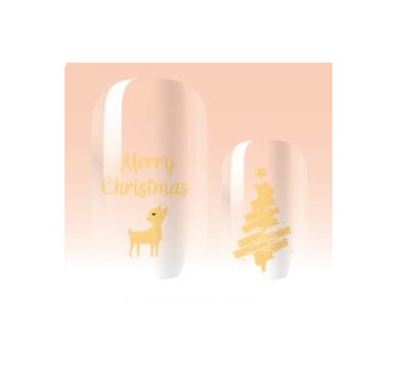 Overlay - Transparent Gold Christmas Trees and Lights - Holiday Nail Wrap - Nail Strip - Dry Nail Polish