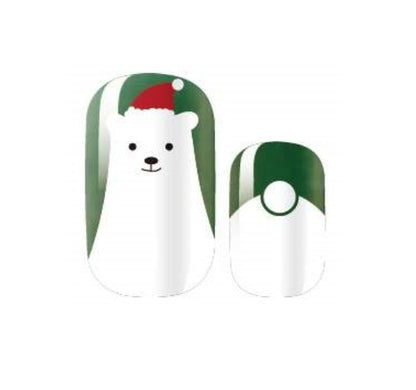 Christmas Polar Bear and Snowflake Nail Wraps - Glitter Holiday Nail Wrap - Nail Strip - Dry Nail Polish