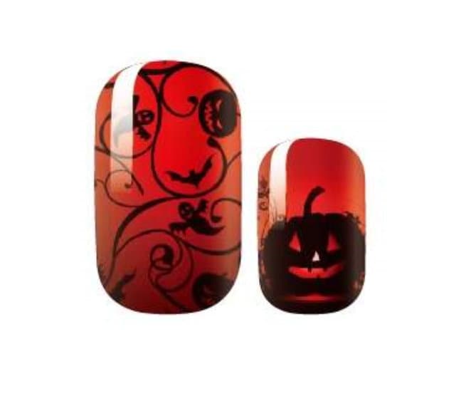 Spooky Jack-O-Lantern Nail Wraps - Halloween Nail Stickers - Black and Orange - Dry Nail Polish - Long Wear Nail Wraps