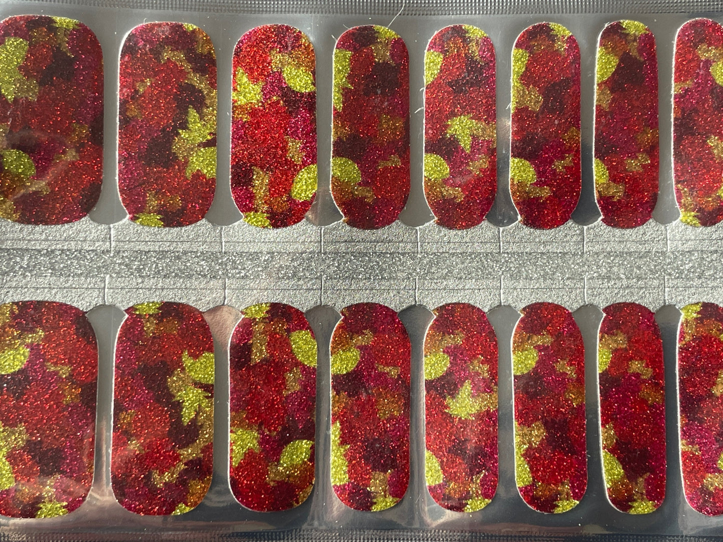 Glitter Falling Leaves Nail Wraps - Autumn - Long Lasting Nail Wraps - Nail Strips - Dry Nail Polish