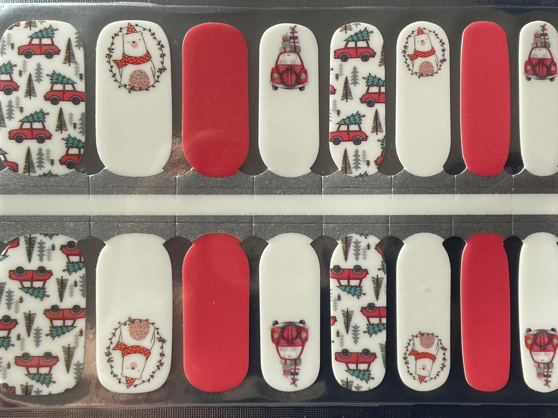 Let's Go Get The Tree! - Polar Bear and Christmas Nail Stickers - Holiday Nail Wrap - Nail Strip - Dry Nail Polish