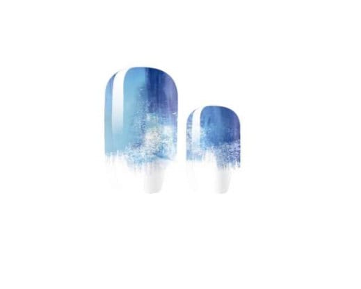 Abstract Blue Watercolor - Ombre Brush strokes - Nail Wrap - Dry Nail Polish