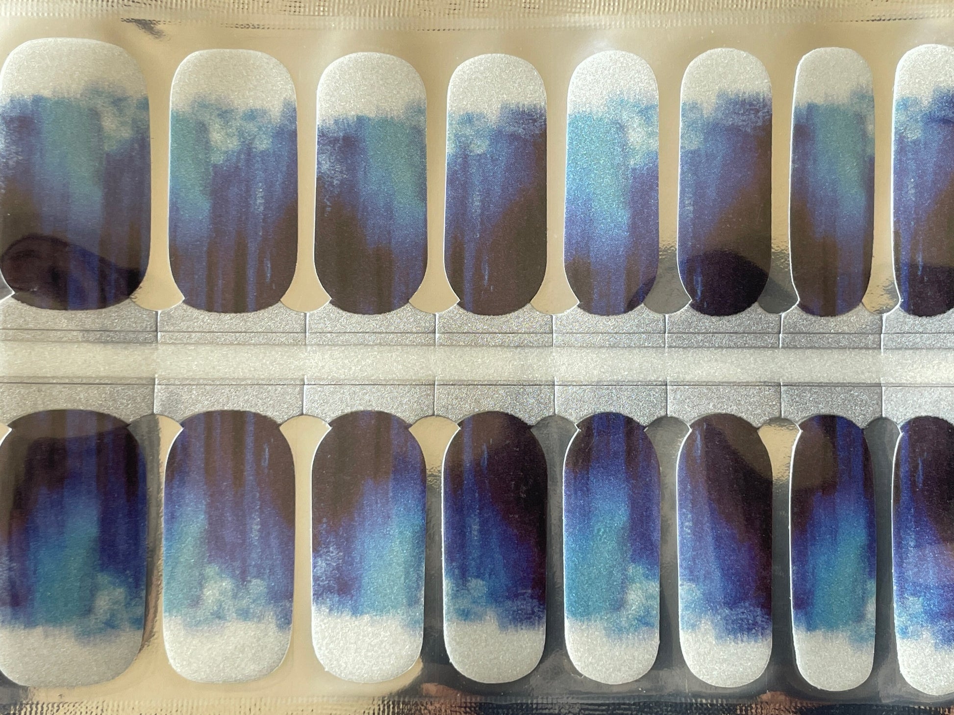 Abstract Blue Watercolor - Ombre Brush strokes - Nail Wrap - Dry Nail Polish