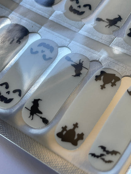 Transparent Spooky Halloween Nail Wrap Overlay - Halloween Nail Stickers - Black - Dry Nail Polish - Long Wear Nail Wraps