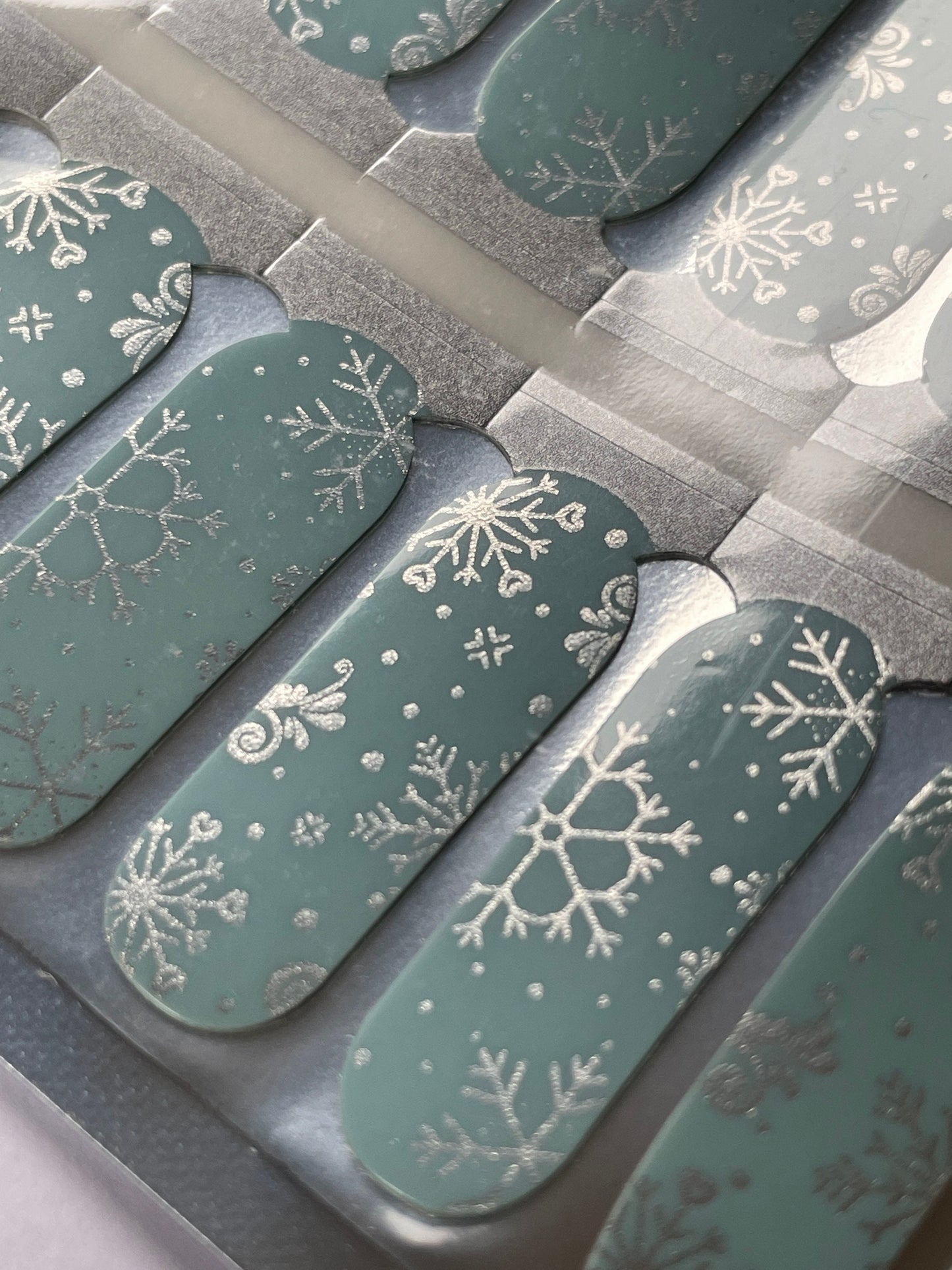 Winter Nail Wraps - Baby Blue with Silver Snowflakes - Holiday - Nail Wrap - Nail Strip - Dry Nail Polish