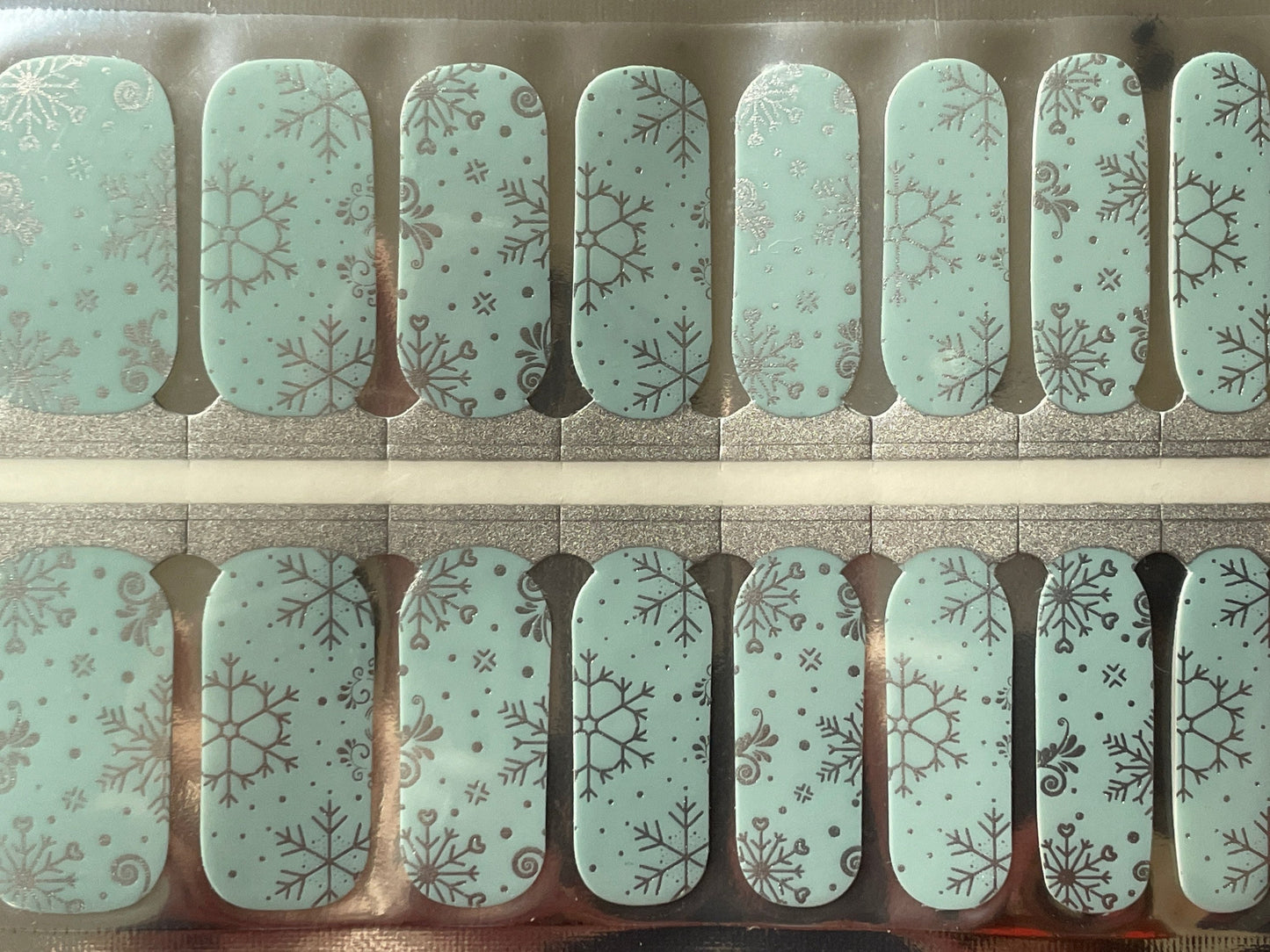 Winter Nail Wraps - Baby Blue with Silver Snowflakes - Holiday - Nail Wrap - Nail Strip - Dry Nail Polish