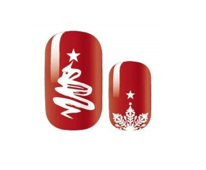 Red and White Christmas - Holiday Nail Wrap - Nail Strip - Dry Nail Polish